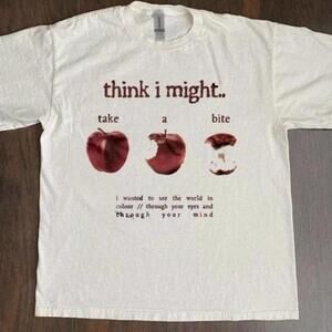 White Think I Might Graphic Tee With Red Accents